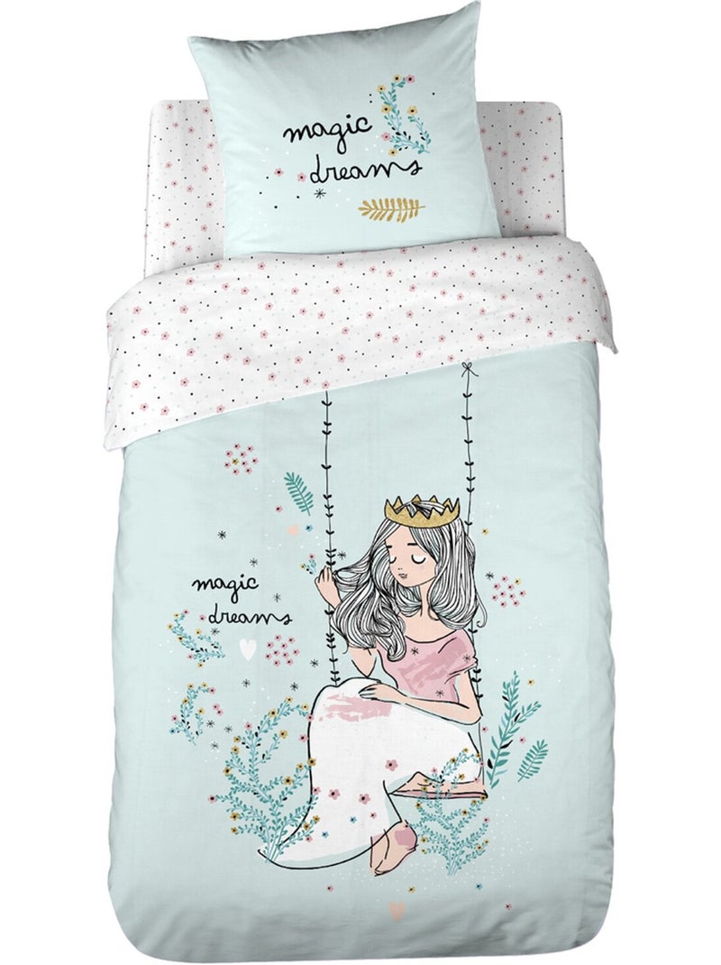 Parure de lit enfant 100% coton imprimées - Magic Blanc - Kiabi
