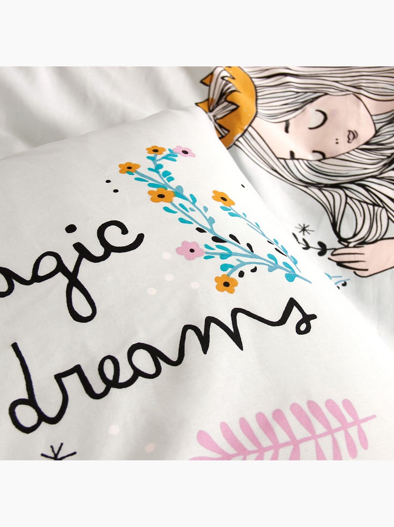 Parure de lit enfant 100% coton imprimées - Magic Blanc - Kiabi