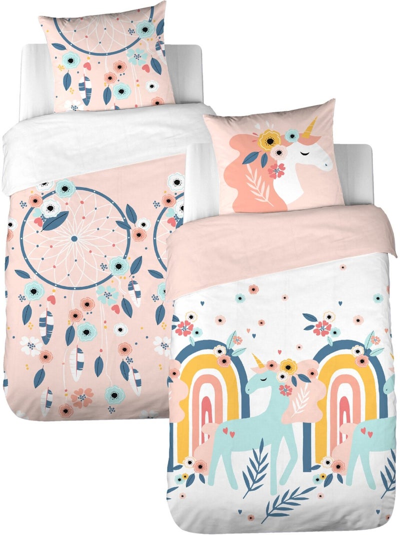 Parure de lit enfant 100% coton imprimées - PRUNELLIA Blanc - Kiabi