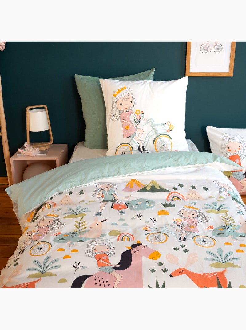Parure de lit enfant 100% coton imprimées - TESS RANDO Blanc - Kiabi