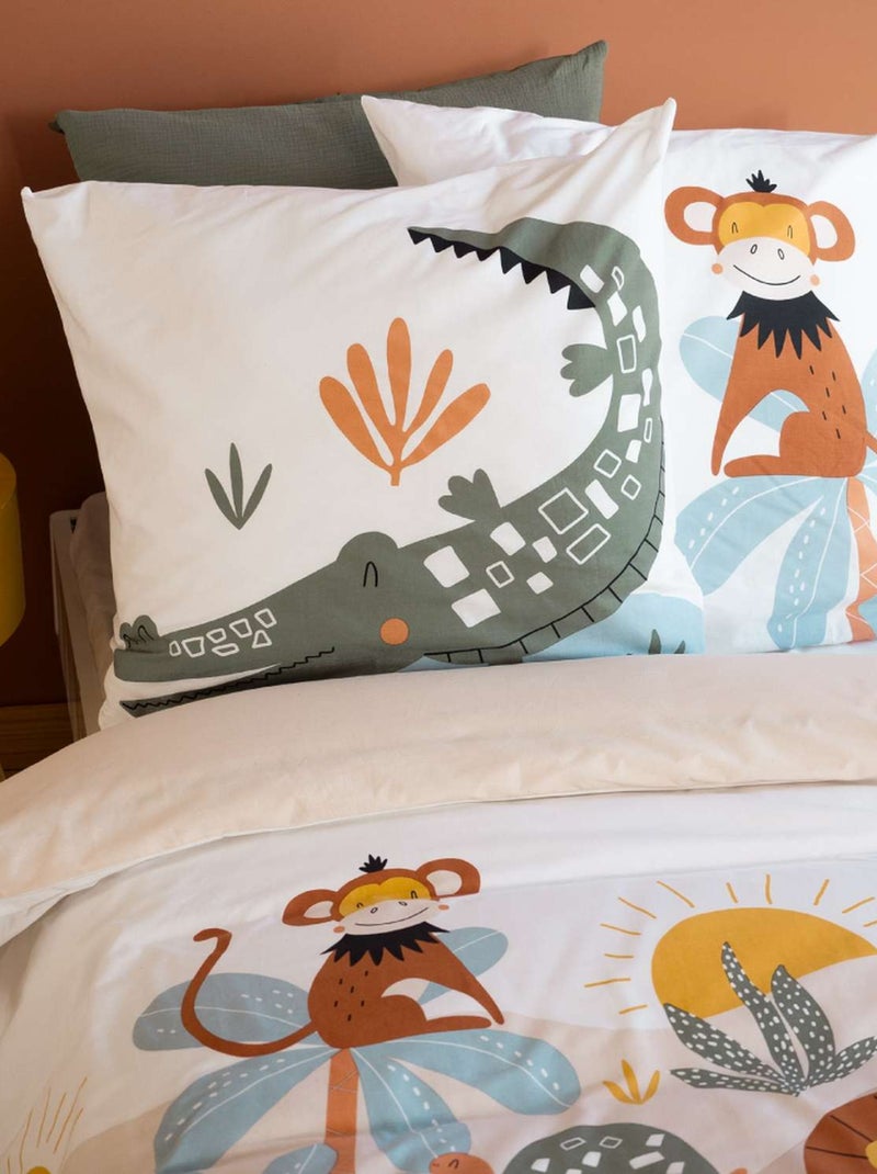 Parure de lit enfant 100% coton motif animaux de la savane Multicolore - Kiabi