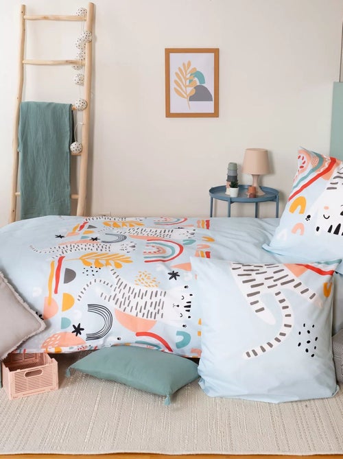Parure de lit enfant 100% coton motif chat - Kiabi