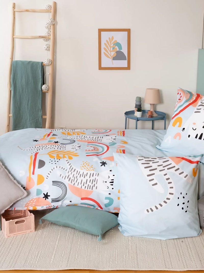 Parure de lit enfant 100% coton motif chat Multicolore - Kiabi
