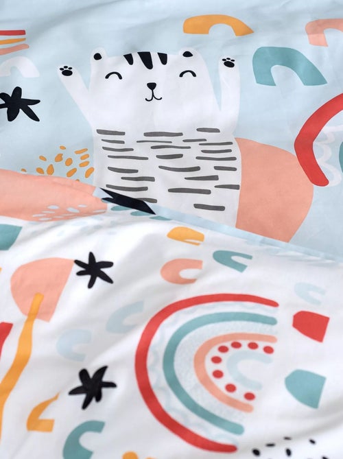 Parure de lit enfant 100% coton motif chat - Kiabi