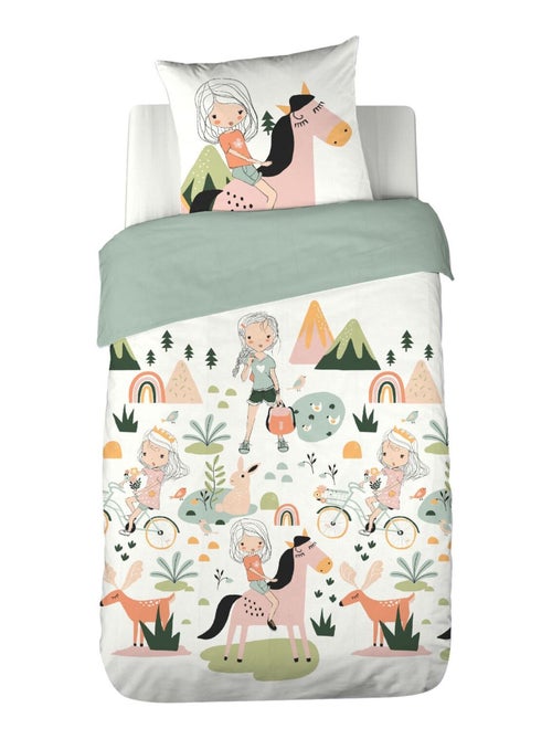 Parure de lit enfant 100% coton motif cheval - Kiabi