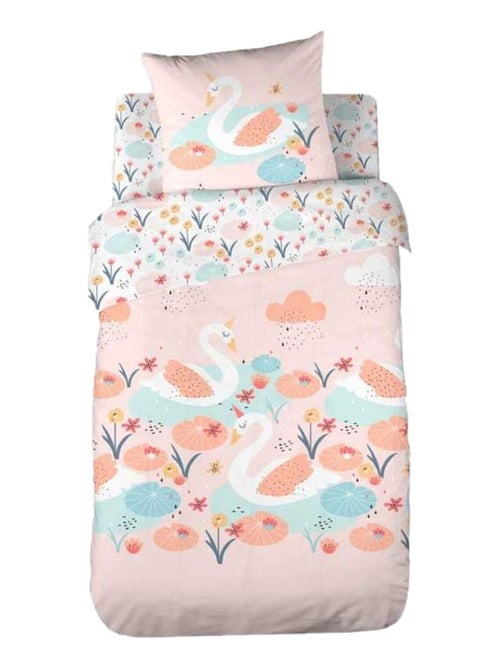 Parure de lit enfant 100% coton motif cygne - Kiabi