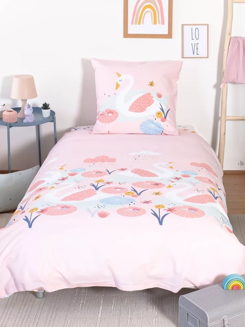 Parure de lit enfant 100% coton motif cygne - Kiabi