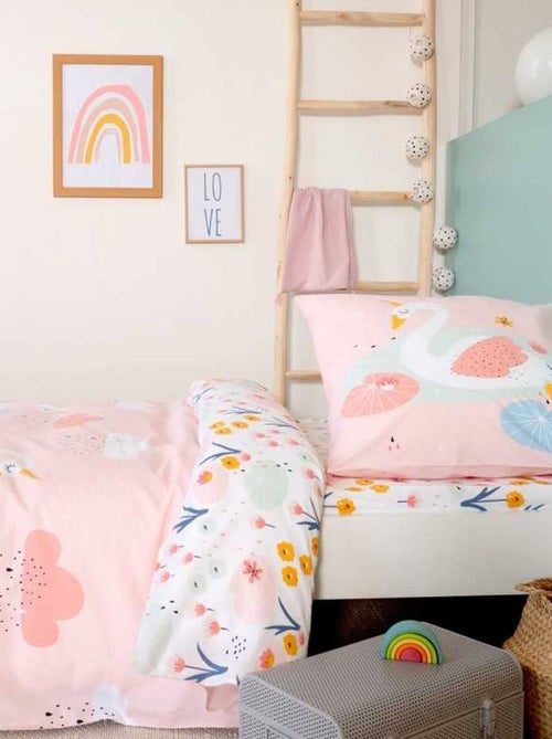 Parure de lit enfant 100% coton motif cygne - Kiabi
