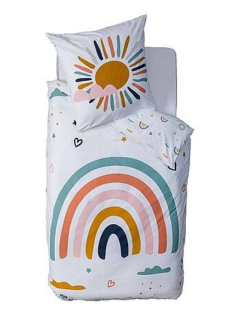Parure de lit enfant 100% coton réversible ARC EN CIEL