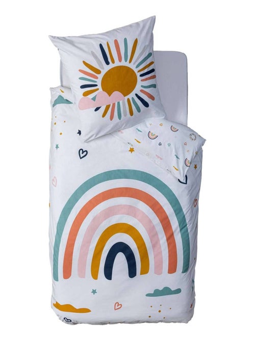 Parure de lit enfant 100% coton réversible ARC EN CIEL - Kiabi