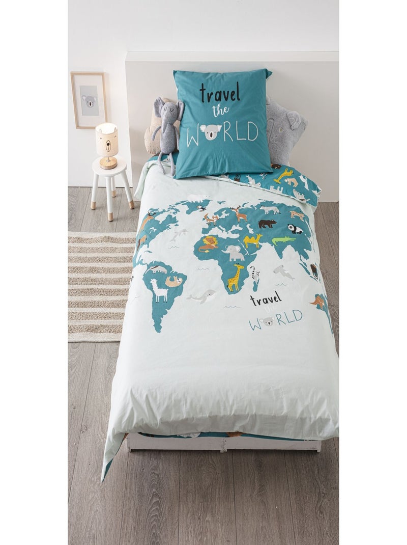 Parure de lit enfant 100% coton réversible ARTE DU MONDE Bleu - Kiabi