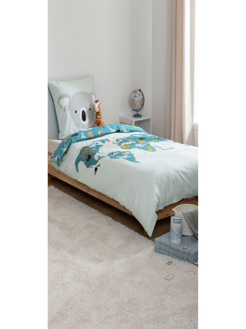 Parure de lit enfant 100% coton réversible ARTE DU MONDE Bleu - Kiabi
