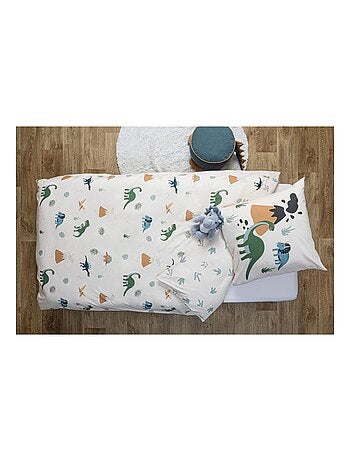 Parure de lit enfant 100% coton réversible DINOSAURES