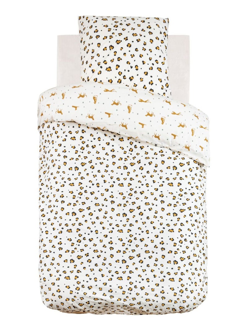 Parure de lit enfant 100% coton réversible LEOPARD Blanc - Kiabi
