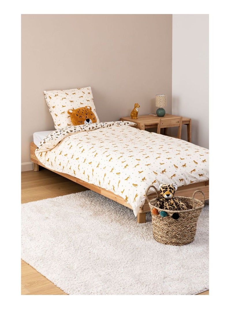 Parure de lit enfant 100% coton réversible LEOPARD Blanc - Kiabi