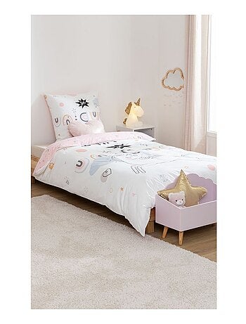 Parure de lit enfant 100% coton réversible LICORNE
