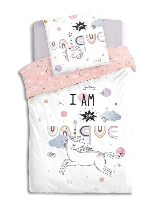 Parure de lit enfant 100% coton réversible LICORNE - Kiabi
