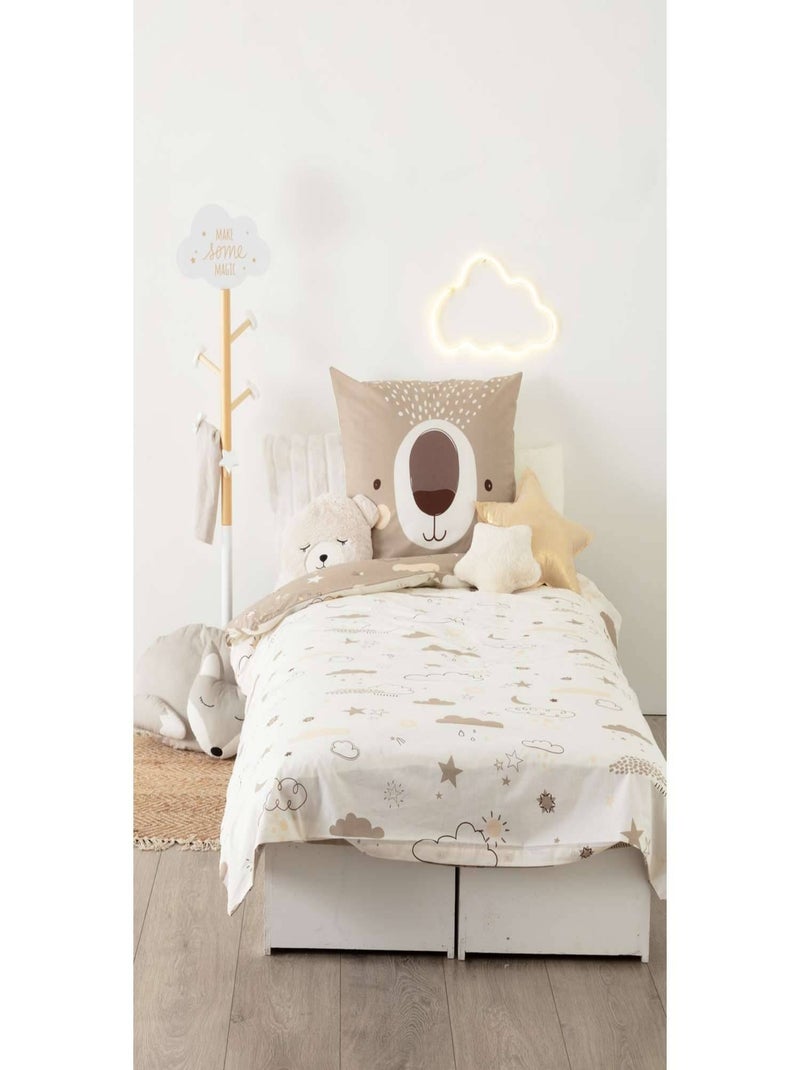 Parure de lit enfant 100% coton réversible OURSON Marron - Kiabi