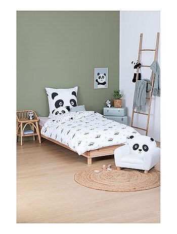 Parure de lit enfant 100% coton réversible PANDA