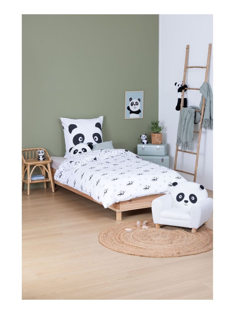 Parure de lit enfant 100% coton réversible PANDA Blanc - Kiabi