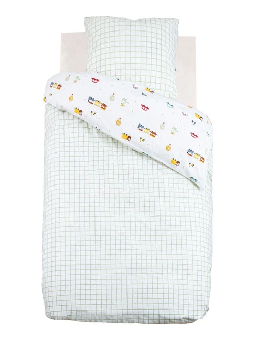 Parure de lit enfant 100% coton réversible VOITURES - Kiabi