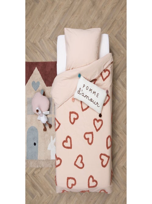 Parure de lit enfant 100% coton tufté AMOUR - Kiabi