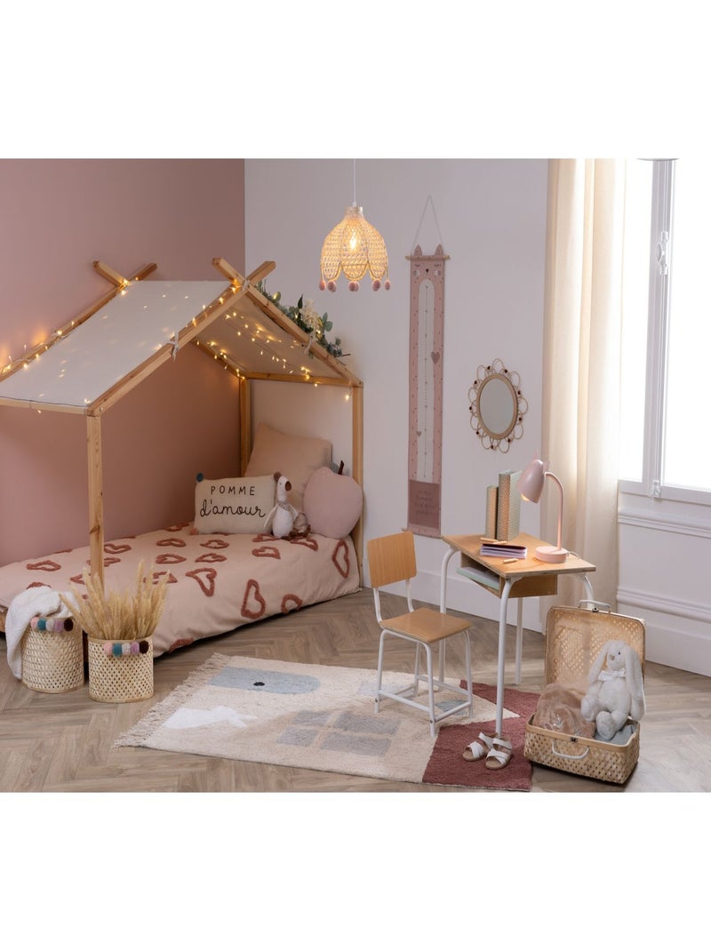 Parure de lit enfant 100% coton tufté AMOUR Rose - Kiabi