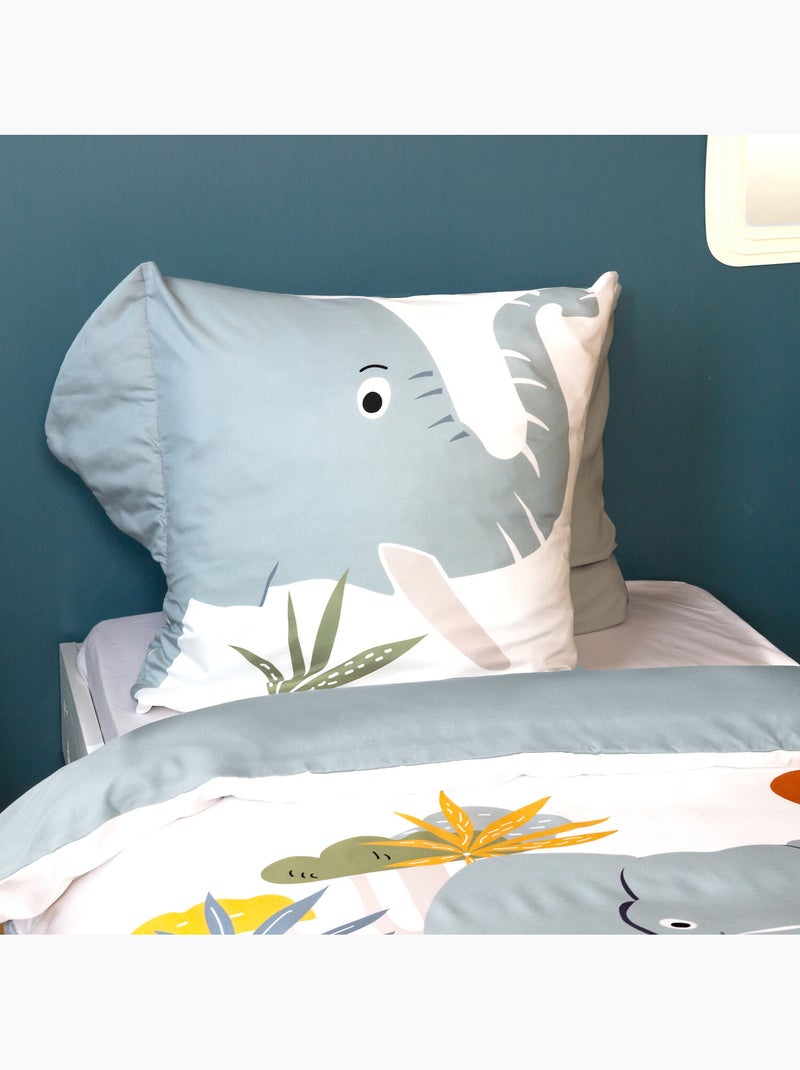 Parure de lit enfant 100% microfibre imprimées - ELEPH Gris - Kiabi