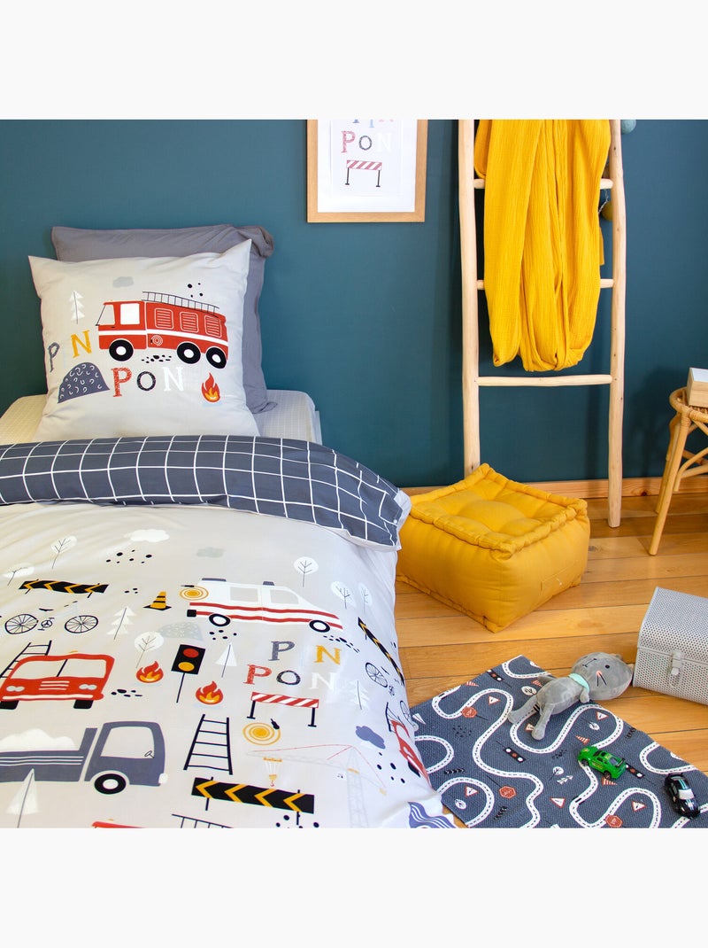 Parure de lit enfant 100% microfibre imprimées - FLAMMECHE Blanc - Kiabi
