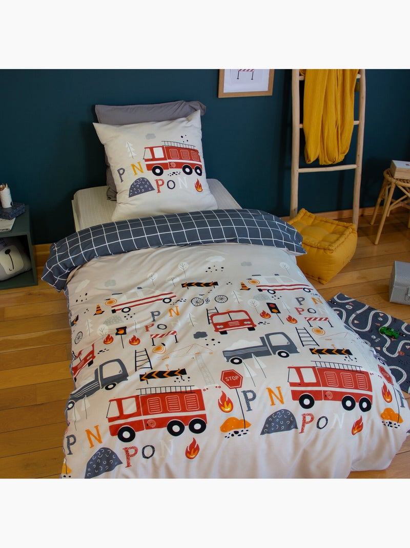 Parure de lit enfant 100% microfibre imprimées - FLAMMECHE Blanc - Kiabi