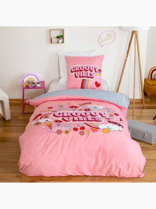 Parure de lit enfant 100% microfibre imprimées - GROOVY VIBES - Kiabi