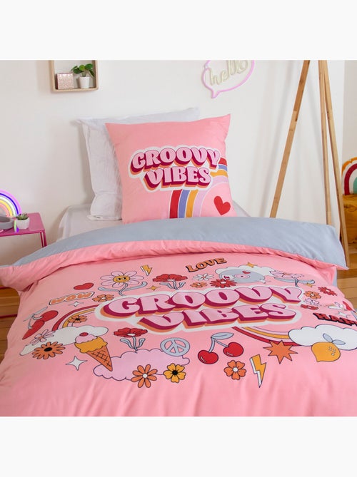 Parure de lit enfant 100% microfibre imprimées - GROOVY VIBES - Kiabi
