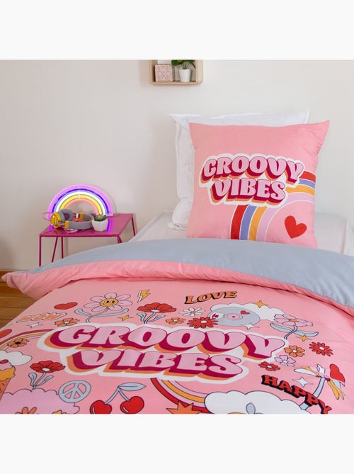 Parure de lit enfant 100% microfibre imprimées - GROOVY VIBES - Kiabi