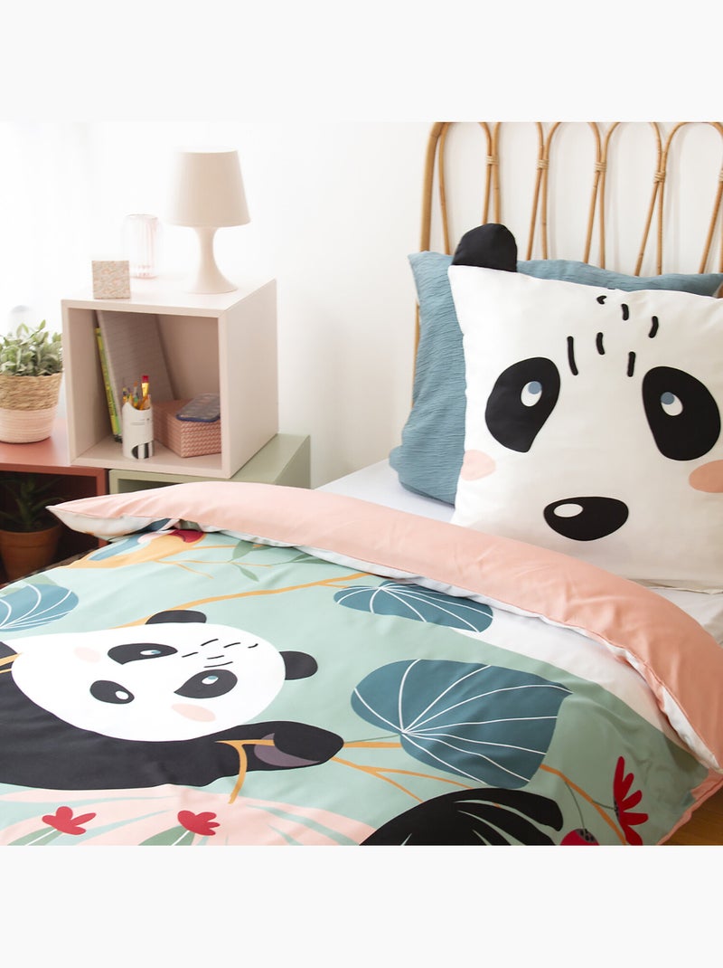 Parure de lit enfant 100% microfibre imprimées - PANDA Vert - Kiabi