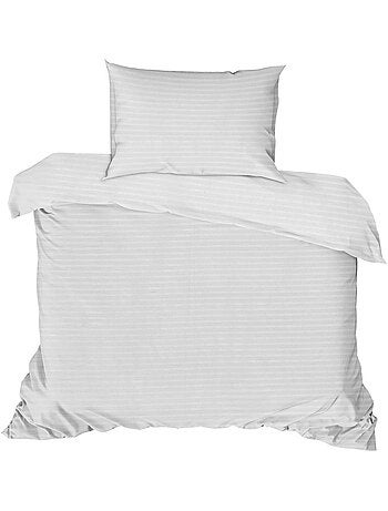 Parure de lit enfant 100% satin de coton Uni - Stripe