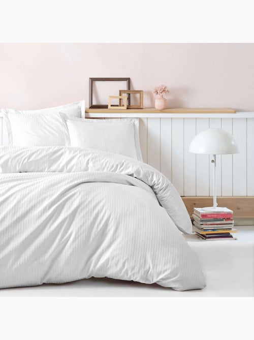 Parure de lit enfant 100% satin de coton Uni - Stripe - Kiabi