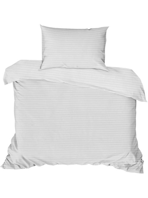 Parure de lit enfant 100% satin de coton Uni - Stripe - Kiabi