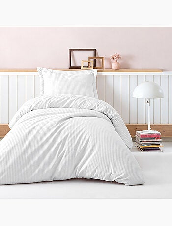 Parure de lit enfant 100% satin de coton unie - stripe
