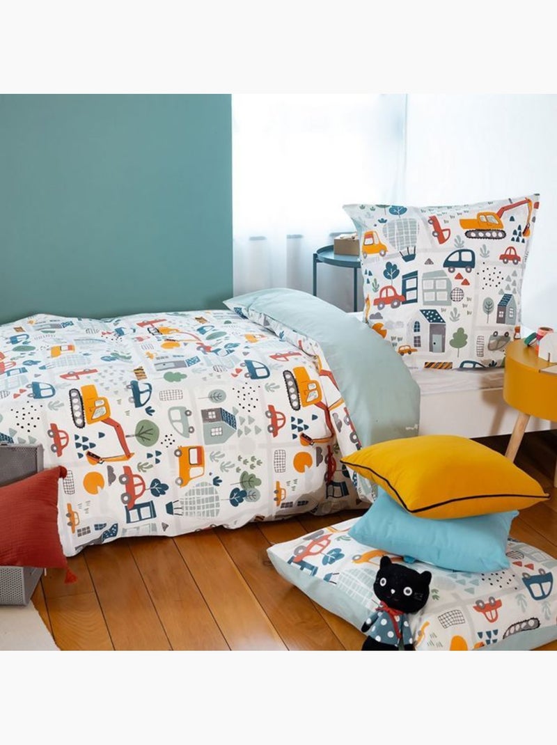 Parure de lit enfant 140x200cm en route Bleu - Kiabi