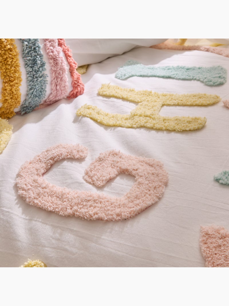Parure de lit enfant 2 pièces coton tufté alphabet housse + taie Ecru - Kiabi