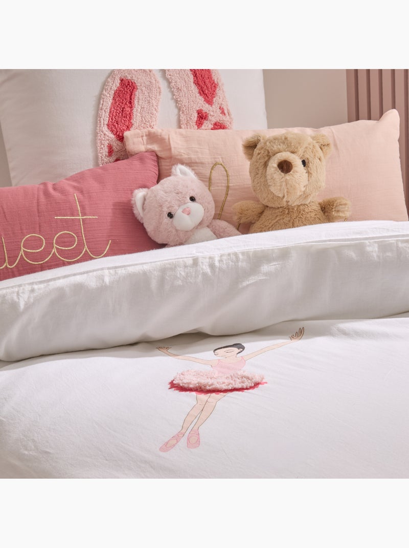 Parure de lit enfant 2 pièces coton tufté ballerine housse + taie Rose - Kiabi
