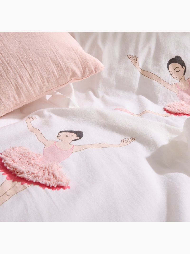Parure de lit enfant 2 pièces coton tufté ballerine housse + taie Rose - Kiabi