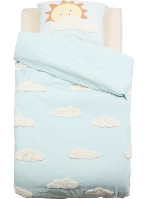 Parure de lit enfant 2 pièces coton tufté nuages housse + taie - Kiabi