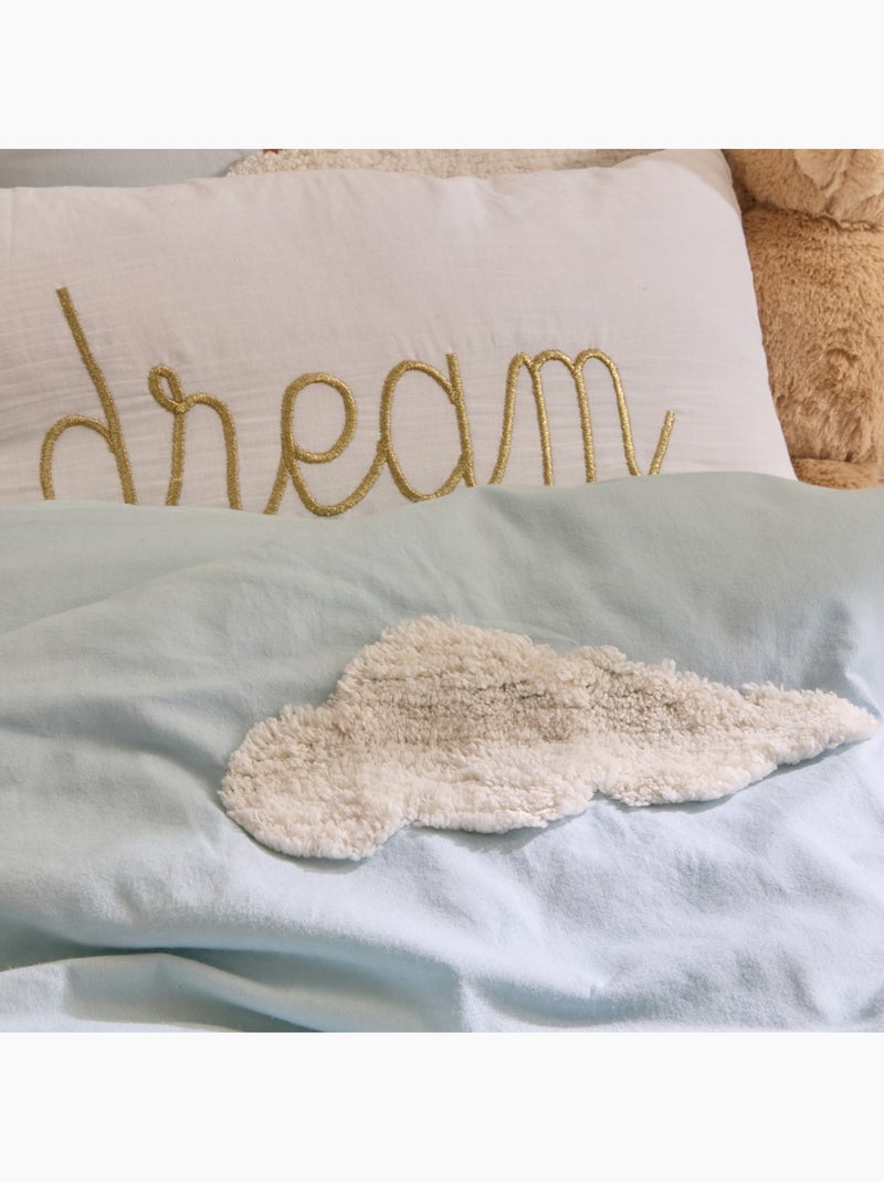 Parure de lit enfant 2 pièces coton tufté nuages housse + taie Bleu - Kiabi