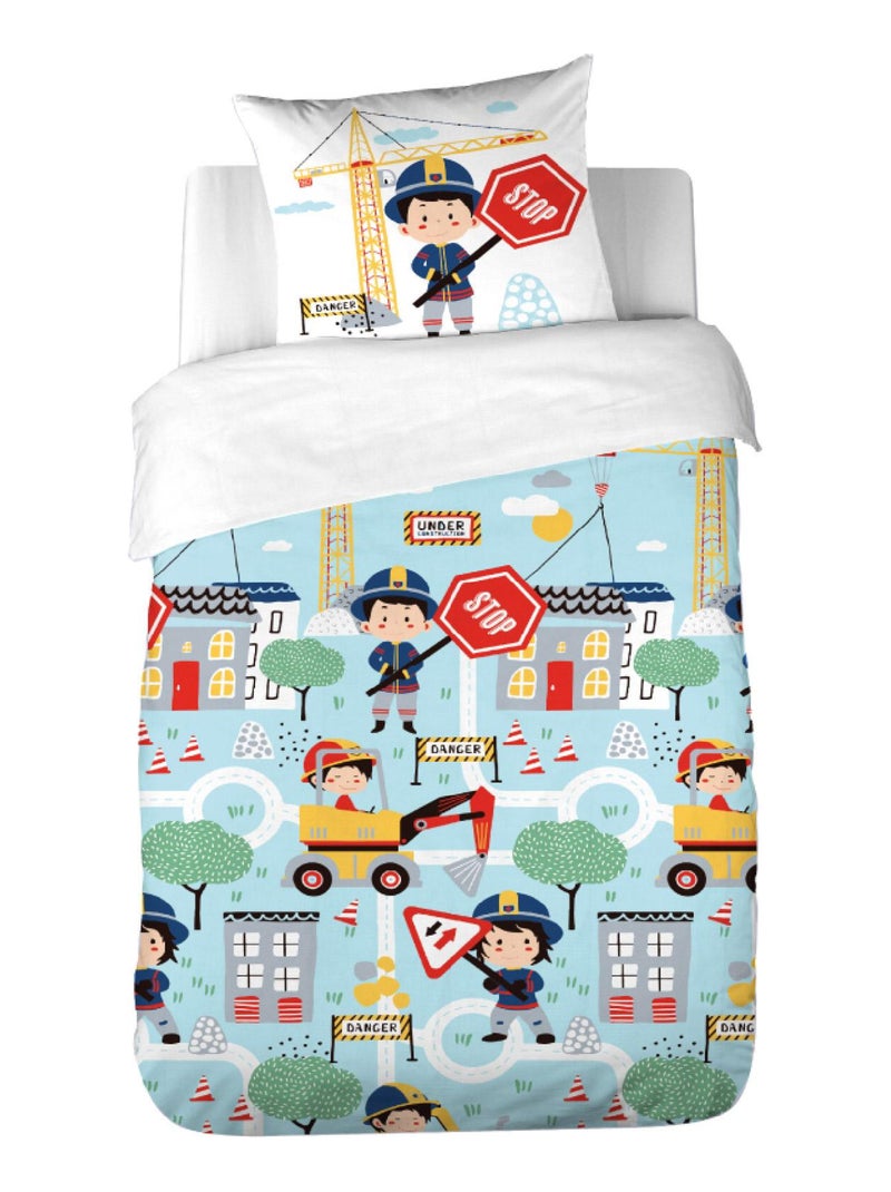 Parure de lit enfant à 2 ambiances Bleu ciel - Kiabi