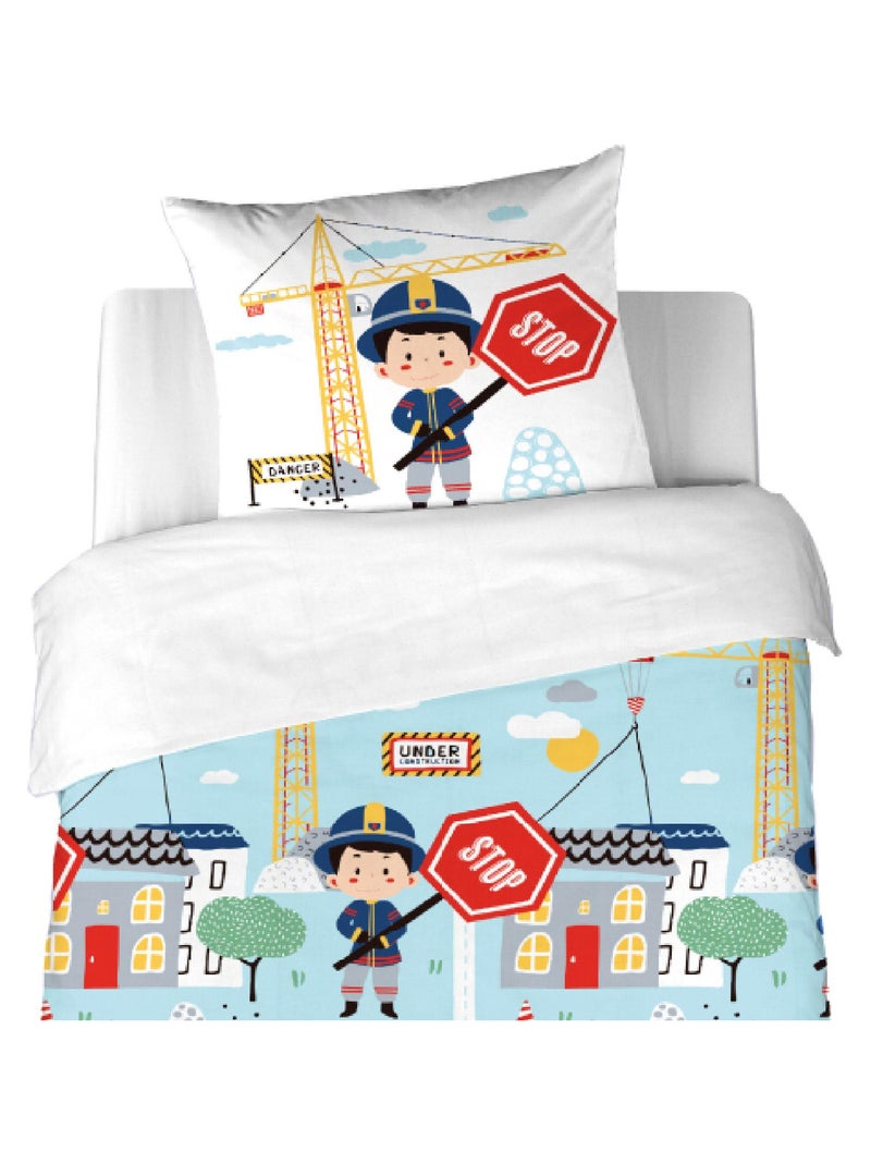 Parure de lit enfant à 2 ambiances Bleu ciel - Kiabi