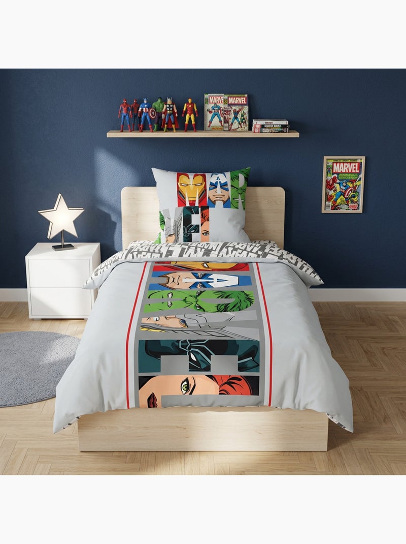 Parure de lit Enfant Avnegers Marvel - Housse de Couette Garçon Gris - Kiabi