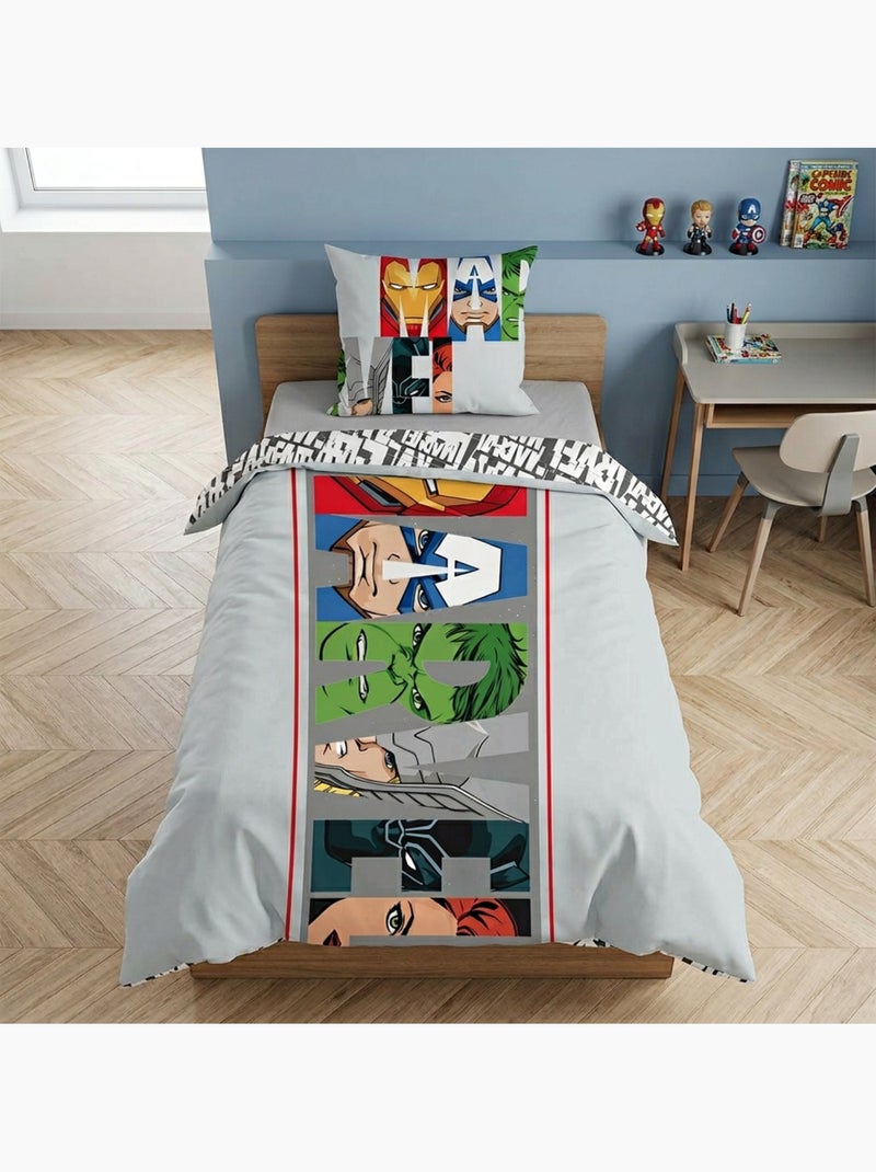 Parure de lit Enfant Avnegers Marvel - Housse de Couette Garçon Gris - Kiabi