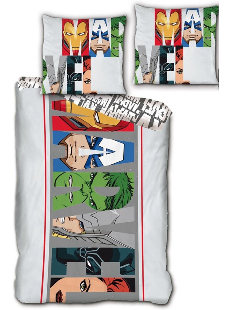 Parure de lit Enfant Avnegers Marvel - Housse de Couette Garçon Gris - Kiabi