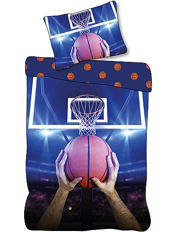 Parure de Lit Enfant Basket Ball, 100% Coton Oeko-Tex, Lit 1 place